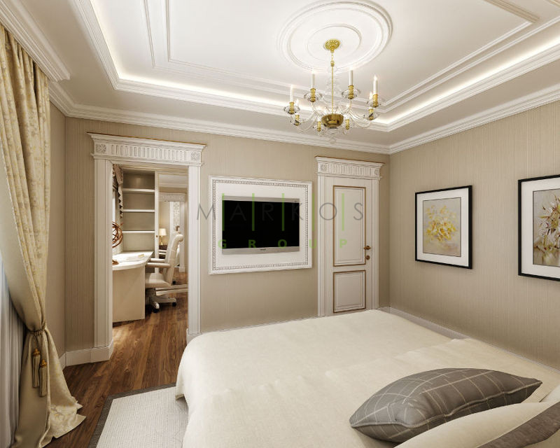 мебель на заказ для белой спальни в классическом стиле